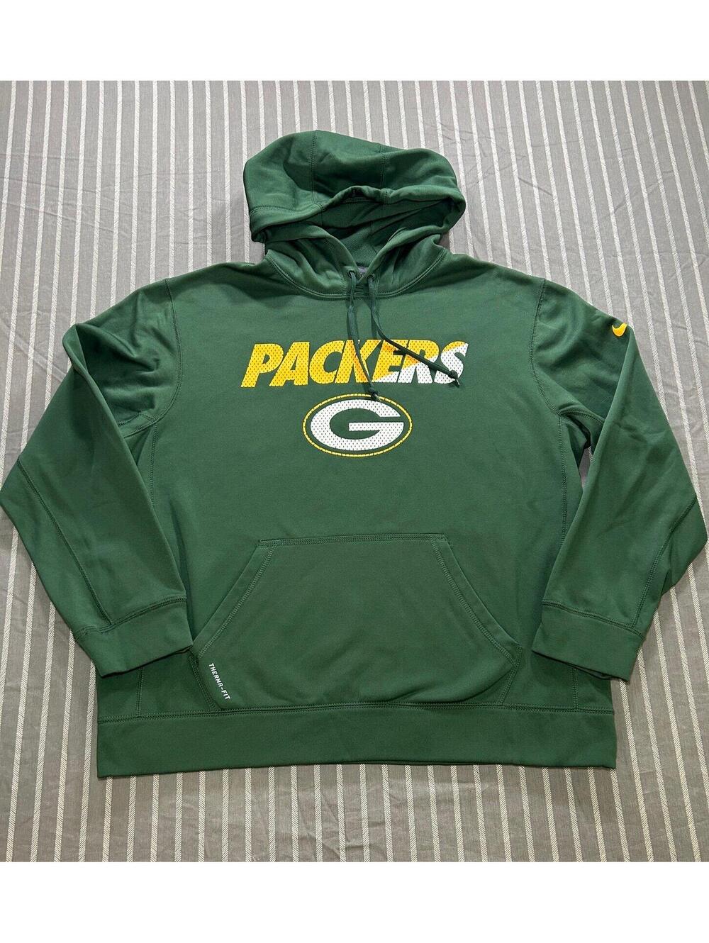 Nike Therma-Fit Green Bay Packers pullover hoodie green Men's Large